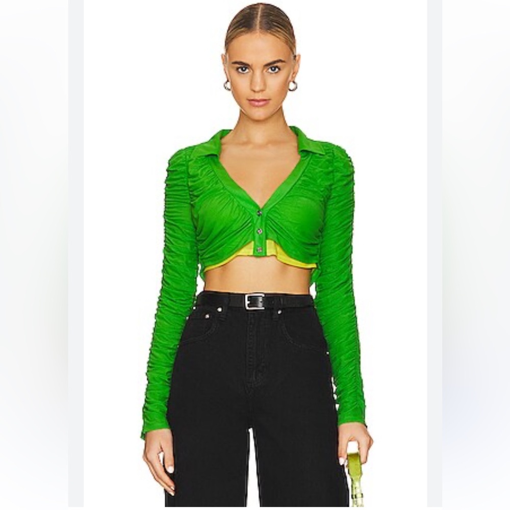 Simon Miller Green Ruched Blouse